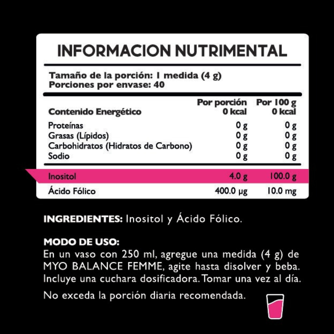Myo Balance Femme - 4,000mg de myoinositol en polvo
